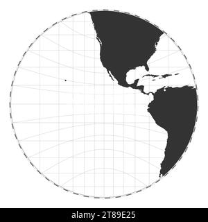 Carte du monde vectorielle. Projection gnomonique. Carte géographique du monde simple avec des lignes de latitude et de longitude. Centré sur une longitude de 120 deg E. Vector illustra Illustration de Vecteur