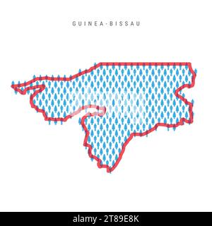 Carte de la population de Guinée-Bissau. Stick chiffres carte du peuple de Guinée-Bissau avec rouge rouge rouge rouge translucide frontière du pays. Modèle d'icônes hommes et femmes. Isoler Illustration de Vecteur