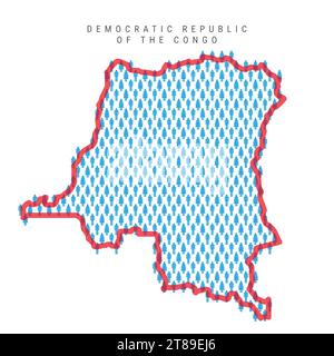 Carte de la population de la RD Congo. Stick chiffres DR Congo People carte avec rouge rouge rouge translucide frontière du pays. Modèle d'icônes hommes et femmes. Vecteur isolé i Illustration de Vecteur