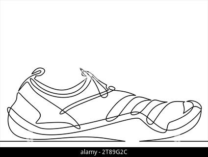 Illustration vectorielle de baskets. Chaussures de sport dans un style de ligne. Une ligne continue Illustration de Vecteur