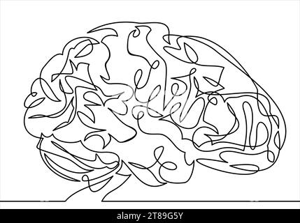 Tracé de lignes vectorielles continues du cerveau Illustration de Vecteur
