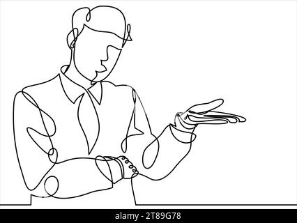 homme d'affaires avec la paume de la main tendue devant lui Illustration de Vecteur