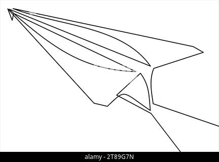 Dessin d'une ligne continue l'objet scénario isolé avion en papier vole Illustration de Vecteur