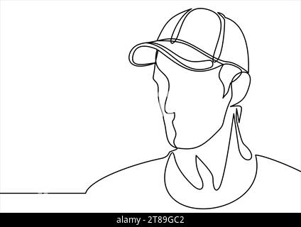 dessin de ligne continue des hommes portant l'illustration de chapeaux modernes à la mode Illustration de Vecteur