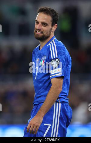 Rome, Italie. 17 novembre 2023. Giacomo Bonaventura (Italie) réagit lors de l'UEFA Euro 2024, qualifications, match de football du groupe C entre l'Italie et la Macédoine du Nord le 17 novembre 2023 au Stadio Olimpico à Rome, Italie - photo Federico Proietti/DPPI crédit : DPPI Media/Alamy Live News Banque D'Images