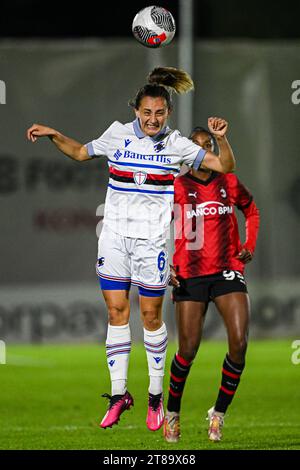 Milan, Italie. 18 novembre 2023. Milan, Italie, 18.11.23 : Alice Benoit (6 Sampdoria) lors du match féminin de Serie A entre l'AC Milan et Sampdoria au Vismara Sports Center à Milan, Italia Soccer (Cristiano Mazzi/SPP) crédit : SPP Sport Press photo. /Alamy Live News Banque D'Images