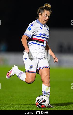 Milan, Italie. 18 novembre 2023. Milan, Italie, 18.11.23 : Sarah Huchet (7 Sampdoria) lors du match féminin de Serie A entre l'AC Milan et Sampdoria au Vismara Sports Center à Milan, Italia Soccer (Cristiano Mazzi/SPP) crédit : SPP Sport Press photo. /Alamy Live News Banque D'Images