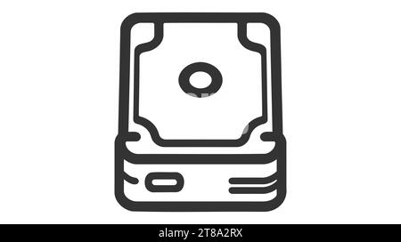 Icône de ligne de disque dur, signe vectoriel, pictogramme de style linéaire isolé sur blanc. Symbole du disque dur, illustration du logo. Contour modifiable Illustration de Vecteur