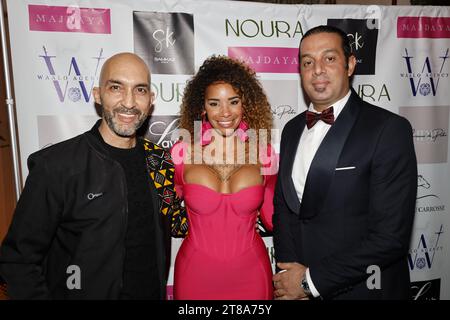 Paris, France. 18 novembre 2023. Alicia Fall et ses invités assistent au spectacle Majda Sall pour son livre MIA à la Maison Noura le 18 novembre 2023 à Paris, France. Crédit : Bernard Menigault/Alamy Live News Banque D'Images