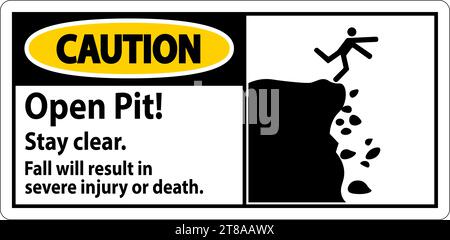 Avertissement : Ouvrir la fosse ne pas tomber peut entraîner des blessures graves, voire mortelles Illustration de Vecteur
