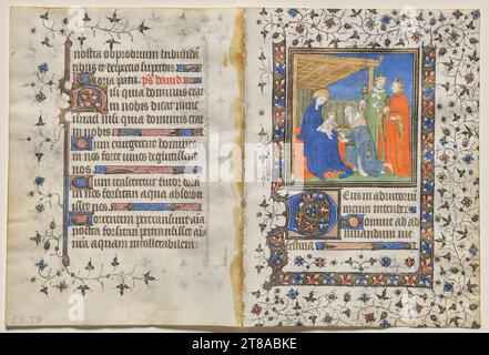 Bifolio d'un livre d'heures : adoration des Mages (recto), c. 1415. Atelier du Maître Boucicaut (français, Paris, actif vers 1410-25). Encre, tempera et or sur vélin; Banque D'Images