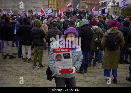 Varsovie, Mazovien, Pologne. 19 novembre 2023. Manifestation organisée par l'ambassade d'Israël (crédit image : © Hubert Mathis/ZUMA Press Wire) À USAGE ÉDITORIAL SEULEMENT! Non destiné à UN USAGE commercial ! Crédit : ZUMA Press, Inc./Alamy Live News Banque D'Images