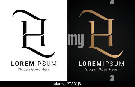 Logo de luxe initial HL ou LH Monogram Text Letter Design Illustration de Vecteur