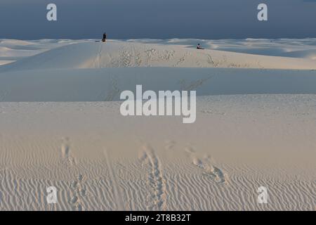 S'élevant du cœur du bassin de Tularosa est l'une des plus grandes merveilles naturelles du monde - les sables blancs scintillants du Nouveau-Mexique. Banque D'Images