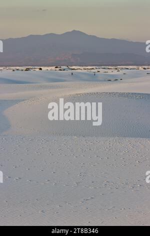 S'élevant du cœur du bassin de Tularosa est l'une des plus grandes merveilles naturelles du monde - les sables blancs scintillants du Nouveau-Mexique. Banque D'Images