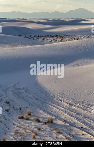 S'élevant du cœur du bassin de Tularosa est l'une des plus grandes merveilles naturelles du monde - les sables blancs scintillants du Nouveau-Mexique. Banque D'Images