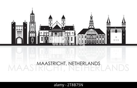 Silhouette Skyline panorama de la ville de Maastricht, pays-Bas - illustration vectorielle Illustration de Vecteur