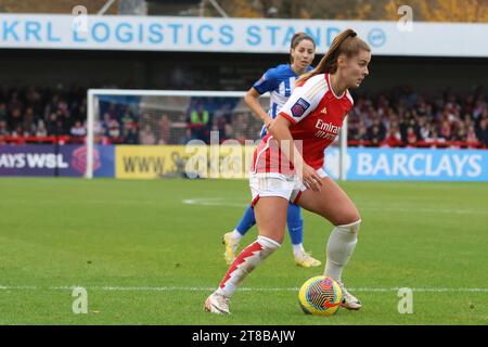 Crawley, Royaume-Uni. 19 novembre 2023. Broadfield Stadium, Crawley, 19 novembre 2023 ; Victoria Pelova (Arsenal 21) lors du match de la Barclays FA Womens Super League entre Brighton Hove Albion et Arsenal au Broadfield Stadium, Crawley, Angleterre. (Bettina Weissensteiner/SPP) crédit : SPP Sport Press photo. /Alamy Live News Banque D'Images