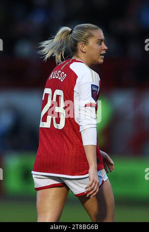 Crawley, Royaume-Uni. 19 novembre 2023. Alessia Russo d'Arsenal lors du match de Barclays Women's Super League entre Brighton & Hove Albion et Arsenal au Broadfield Stadium de Crawley. Crédit : James Boardman/Alamy Live News Banque D'Images