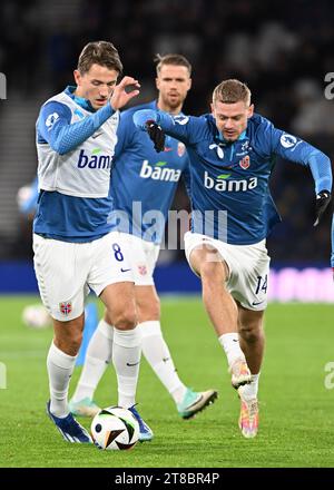 Glasgow, Royaume-Uni. 19 novembre 2023. Sander Berge de Norvège lors du match de qualification pour le Championnat d'Europe de l'UEFA à Hampden Park, Glasgow. Le crédit photo devrait se lire : Neil Hanna/Sportimage crédit : Sportimage Ltd/Alamy Live News Banque D'Images