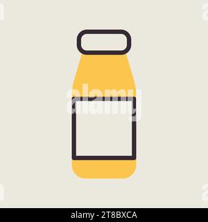 Icône vectorielle de bouteille de yaourt buvable. Enseigne de produits laitiers. Symbole graphique pour la conception de sites Web et d'applications de cuisine, logo, application, interface utilisateur Illustration de Vecteur