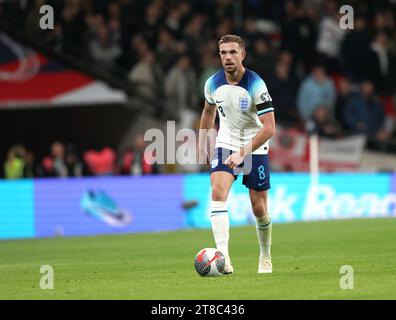 Londres, Royaume-Uni. 17 novembre 2023. Jordan Henderson (E) au match de qualification Angleterre - Malte UEFA Euro 2024 au stade de Wembley, Londres, Royaume-Uni, le 17 novembre 2023. Crédit : Paul Marriott/Alamy Live News Banque D'Images