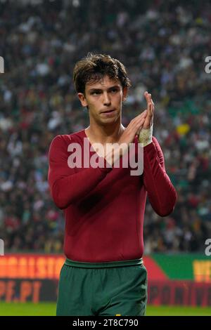 Lisbonne, Portugal. 19 novembre 2023. Joao Felix du Portugal en action lors du match de football du groupe J des qualifications européennes de l'UEFA entre le Portugal et l'Islande à l'est‡dio da Luz. Note finale : Portugal 2:0 Islande (photo Bruno de Carvalho/SOPA Images/Sipa USA) crédit : SIPA USA/Alamy Live News Banque D'Images