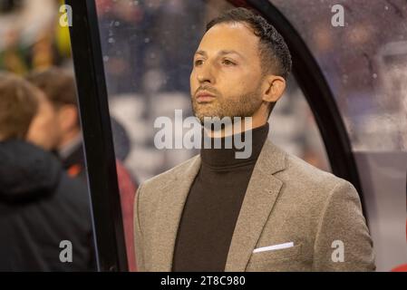 Bruxelles, Belgique. 19 novembre 2023. L'entraîneur belge Domenico Tedesco lors du match du Groupe F du Championnat d'Europe de l'UEFA 2024 entre la Belgique et l'Azerbaïdjan au Stade Roi Baudouin à Bruxelles, Belgique, le 19 novembre 2023 (photo d'Andrew SURMA/ crédit : SIPA USA/Alamy Live News Banque D'Images