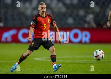 Bruxelles, Belgique. 19 novembre 2023. Leandro Trossard, de Belgique, lors du match du Groupe F du Championnat d'Europe de l'UEFA 2024 entre la Belgique et l'Azerbaïdjan au Stade Roi Baudouin à Bruxelles, Belgique, le 19 novembre 2023 (photo par Andrew SURMA/ crédit : SIPA USA/Alamy Live News Banque D'Images