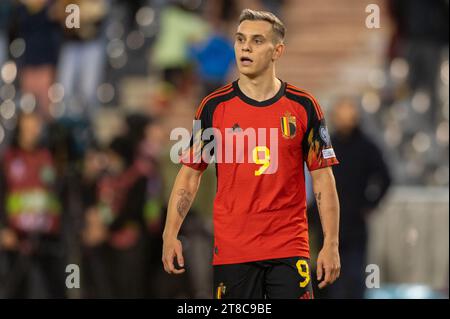 Bruxelles, Belgique. 19 novembre 2023. Leandro Trossard, de Belgique, lors du match du Groupe F du Championnat d'Europe de l'UEFA 2024 entre la Belgique et l'Azerbaïdjan au Stade Roi Baudouin à Bruxelles, Belgique, le 19 novembre 2023 (photo par Andrew SURMA/ crédit : SIPA USA/Alamy Live News Banque D'Images