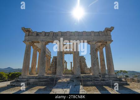 Egine : Temple d'Aphaea. Grèce Banque D'Images