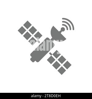 Icône satellite et vecteur d'antenne. Station orbitale spatiale avec symbole de diffusion de signaux. Illustration de Vecteur