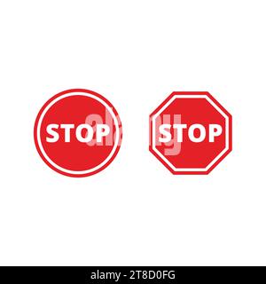 Icône de vecteur de signe d'arrêt. Octogone et cercle et panneau d'interdiction de circulation. Illustration de Vecteur