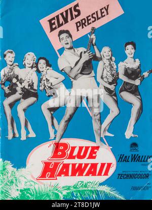 1961 Programme souvenir Magazine de film pour le film musical Blue Hawaii avec Elvis Presley. Banque D'Images