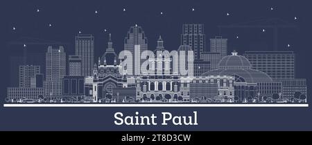 Esquissez les gratte-ciel de la ville de Saint Paul Minnesota avec des bâtiments blancs. Illustration vectorielle. Voyage d'affaires et concept de tourisme avec architecture historique. Illustration de Vecteur