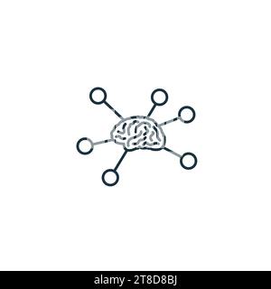 Icône de contour de carte heuristique. Panneau simple monochrome de la collection productivité. Icône de carte mentale pour logo, modèles, conception Web et infographie. Illustration de Vecteur