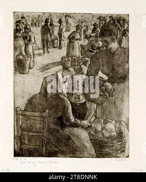 Camille Pissarro, marché aux légumes à Pontoise, gravure, 1891 Banque D'Images