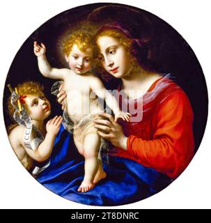 Carlo Dolci, Vierge et enfant avec l'enfant Saint Jean Baptiste, peinture à l'huile sur bois, 1635-1638 Banque D'Images