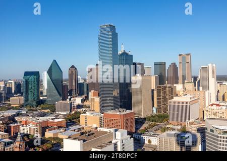 Skyline pittoresque en fin d'après-midi à Dallas, Texas, USA Banque D'Images