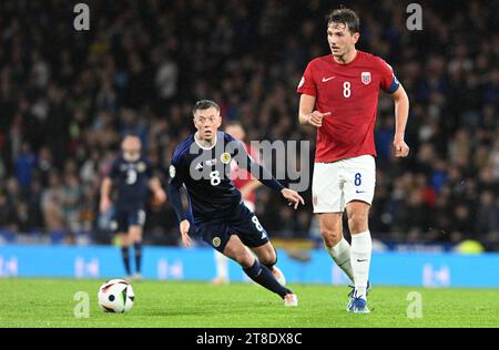 Glasgow, Royaume-Uni. 19 novembre 2023. Sander Berge de Norvège lors du match de qualification pour le Championnat d'Europe de l'UEFA à Hampden Park, Glasgow. Le crédit photo devrait se lire : Neil Hanna/Sportimage crédit : Sportimage Ltd/Alamy Live News Banque D'Images