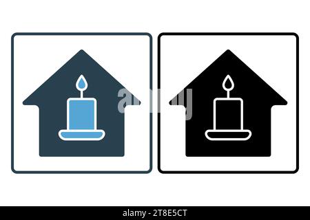icône de maison de bougie. icône liée à la méditation, bien-être, spa. style d'icône solide. conception vectorielle simple modifiable Illustration de Vecteur