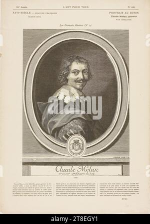 Edelinck Sculp. RCP. Claude Melan Graueur ordinaire du Roy. PETIT sc. ART de 26e année POUR TOUS N° 661. XVIIÈME SIÈCLE - GRAVURE FRANÇAISE (LOUIS XIV). PORTRAIT À BURIN Claude Mellan, gravé par ÉDELINCK. Les Français illustres (N°. 9). 5781. [biographie Claude Mellan]. 2743 Banque D'Images