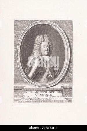 P. Dupin Sculpsit. LOUIS JOSEPH duc DE VENDÔME né à Paris le 1er juillet 1654 Generallissime des armées des deux couronnes mourut le 11 juin 1712. Dans le Bourg de Vinaros en Espagne Banque D'Images