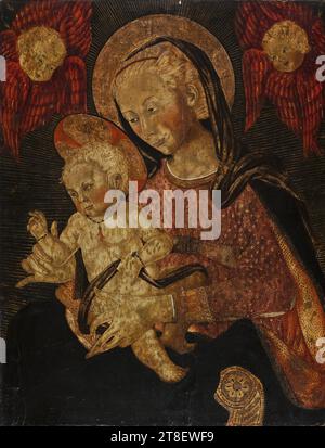 La Vierge et l'enfant avec deux chérubins, Pseudo Pier-Francesco Fiorentino, années 1400, peinture, peinture historique, couleur, Tempera, Bois, peint, hauteur 70,6 cm, largeur 54,9 cm, peinture, européenne, Renaissance (1300 - 1690 Banque D'Images