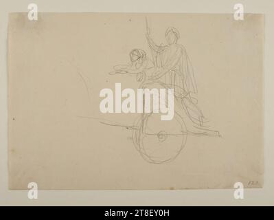 Alexandre le Grand dans son chariot triomphal, Bertel Thorvaldsen, 1770-1844, pas avant 1820 - pas plus tard que 1830, dessin, papier, couleur, Graphite, dessiné, hauteur 135 mm, largeur 194 mm, dessin, dessin, européen, modernité (1800 - 1914 Banque D'Images