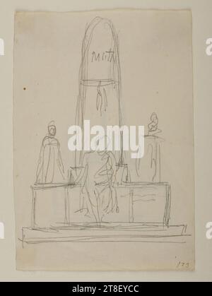 Monument sépulcral inconnu, Bertel Thorvaldsen, 1770-1844, dessin, papier, couleur, Graphite, dessiné, hauteur 137 mm, largeur 94 mm, dessinateur, dessin, européen, modernité (1800 - 1914 Banque D'Images