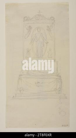 Monument sépulcral avec Christ debout dans une mandorla, Bertel Thorvaldsen, 1770-1844, 1816 - 1834, dessin, papier, couleur, Graphite, dessiné, hauteur 194 mm, largeur 99 mm, dessin, européen, modernité (1800 - 1914 Banque D'Images