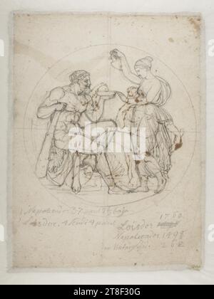 Hebe versant du Nectar dans le bol d'Hercule, Bertel Thorvaldsen, 1770-1844, dessin, papier, couleur, Graphite, dessiné, hauteur 294 mm, largeur 221 mm, 1 Napoleon d or 37 pantalon 2½ Gaja, 1 lois d or 4 Scudi 4 pantalon, lois d or 1760, Napoleon d or 1498, [?] 262, dessinateur, dessin, européen, modernité (1800 - 1914 Banque D'Images