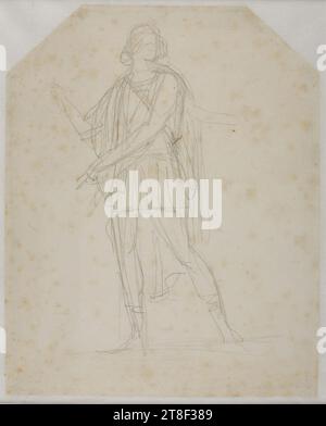 Alexandre le Grand provoqué par Thaïs pour mettre le feu à Persépolis, Bertel Thorvaldsen, 1770-1844, 1832, dessin, papier, couleur, Graphite, dessiné, hauteur 175 mm, largeur 141 mm, dessin, européen, modernité (1800 - 1914 Banque D'Images