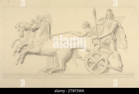 Alexandre le Grand dans son chariot triomphal, Leonardo Camia, 1700s-pas avant 1846, pas avant 1818, dessin, papier, couleur, Graphite, dessiné, hauteur 216 mm, largeur 312 mm, dessin, dessin, européen, modernité (1800 - 1914 Banque D'Images